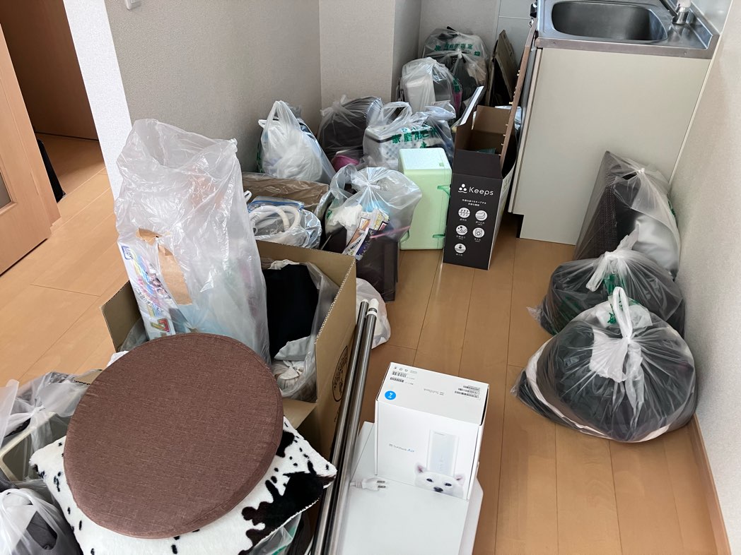 浜松市【不用品回収】衣類、段ボール、混載ゴミ等の作業前